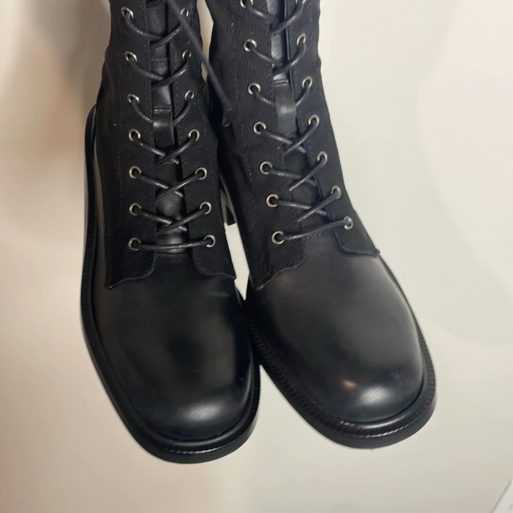 Free People | Black Trickum Tall Lace Up Boots Size Euro 38 US 7.5 New in Box - Picture 6 of 8